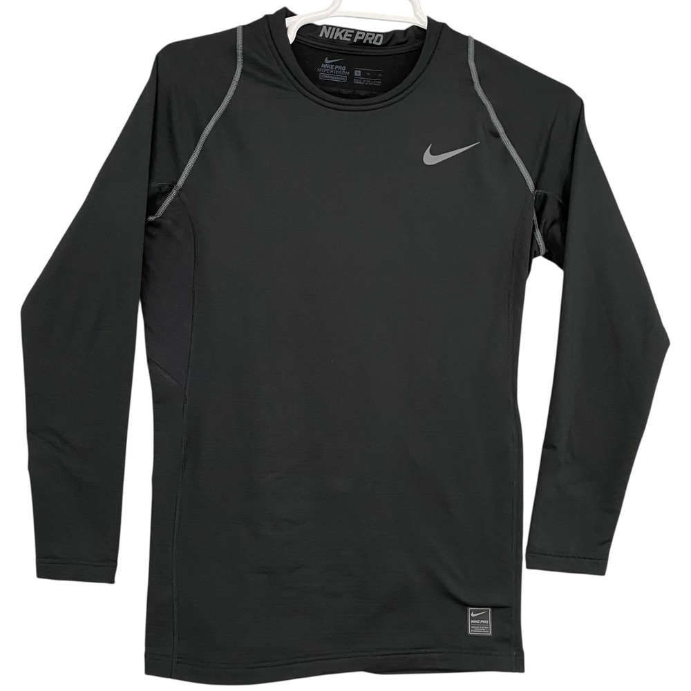 Nike Pro Hyperwarm Mens XL Black Long Sleeve Compression Shirt‎ Thermal Training